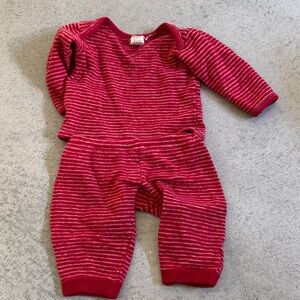 Red Striped 100% Merino Wool Set